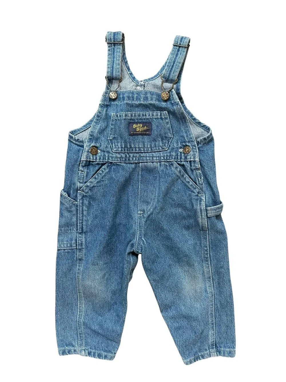 Vintage Kids Unisex Oshkosh B’Gosh Faded Denim Vestbak Overalls Size 18 Months